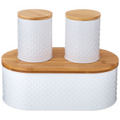 Хлебница 33,8х18х12см с 2-мя банками д/сып. прод. d10см, h11см, white AGNESS 938-075