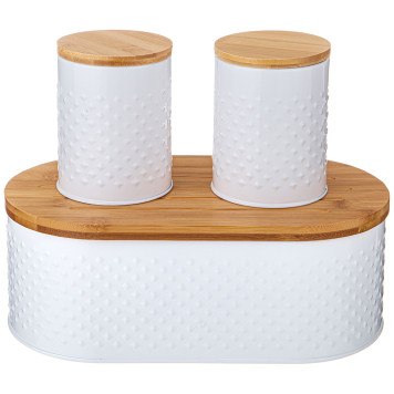 Хлебница 33,8х18х12см с 2-мя банками д/сып. прод. d10см, h11см, white AGNESS 938-075