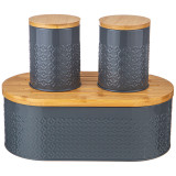 Хлебница 33,8х18х12см с 2-мя банками д/сып. прод. d10см, h11см, grey AGNESS 938-077