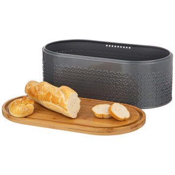 Хлебница 33,8х18х12см с 2-мя банками д/сып. прод. d10см, h11см, grey AGNESS 938-077-1