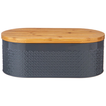 Хлебница 33,8х18х12см с 2-мя банками д/сып. прод. d10см, h11см, grey AGNESS 938-077-3