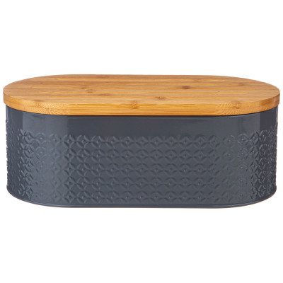 Хлебница 33,8х18х12см с 2-мя банками д/сып. прод. d10см, h11см, grey AGNESS 938-077-3