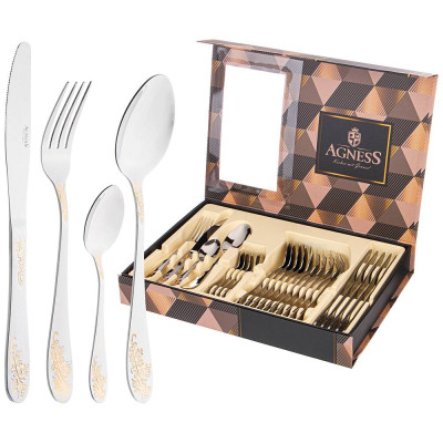Набор столовых приборов на 6 персон 24 пр. AGNESS 942-041