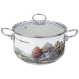 Кастрюля эмалированная со стеклянной крышкой серия "FAMILY HOUSE", 3,8 л диа. 22см AGNESS 943-068