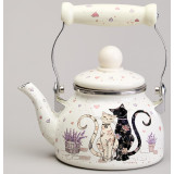 Чайник эмалированный со съемным фильтром из нжс серия "LAVENDER CATS", 0,85 л AGNESS 943-070