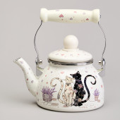Чайник эмалированный со съемным фильтром из нжс серия "LAVENDER CATS", 0,85 л AGNESS 943-070