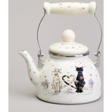 Чайник эмалированный со съемным фильтром из нжс серия "LAVENDER CATS", 1,1 л AGNESS 943-071