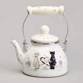 Чайник эмалированный со съемным фильтром из нжс серия "LAVENDER CATS", 1,1 л AGNESS 943-071