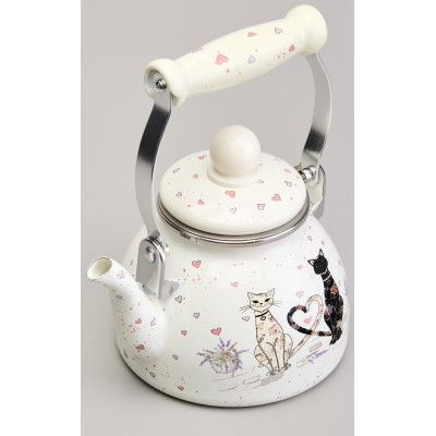 Чайник эмалированный со съемным фильтром из нжс серия "LAVENDER CATS", 1,1 л AGNESS 943-071-2