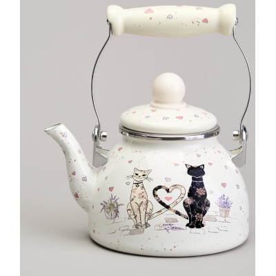 Чайник эмалированный со съемным фильтром из нжс серия "LAVENDER CATS", 1,1 л AGNESS 943-071