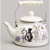 Чайник эмалированный серия "LAVENDER CATS", 2,6 л AGNESS 943-073