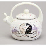 Чайник эмалированный со свистком серия "LAVENDER CATS", 2,2 л AGNESS 943-074