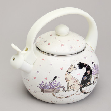 Чайник эмалированный со свистком серия "LAVENDER CATS", 2,2 л AGNESS 943-074-2