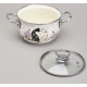 Кастрюля эмалированная со стеклянной крышкой серия "LAVENDER CATS", 2,0 л диа. 18см AGNESS 943-076