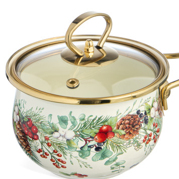 Ковш эмалированный серия "CELEBRATION" 0,9л, диа 14 см AGNESS 943-081-2