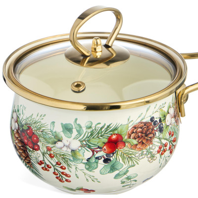 Ковш эмалированный серия "CELEBRATION" 0,9л, диа 14 см AGNESS 943-081-2