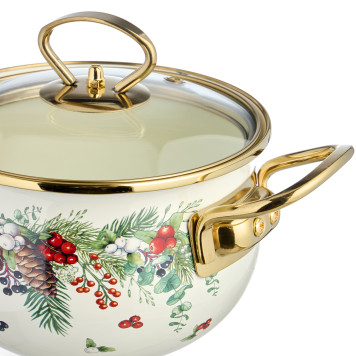 Кастрюля эмалированная со стеклянной крышкой серия "CELEBRATION", 1.5 л, 16*10 см AGNESS 943-082-1