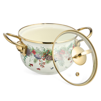 Кастрюля эмалированная со стеклянной крышкой серия "CELEBRATION", 1.5 л, 16*10 см AGNESS 943-082-3