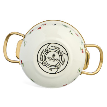 Кастрюля эмалированная со стеклянной крышкой серия "CELEBRATION", 1.5 л, 16*10 см AGNESS 943-082-5