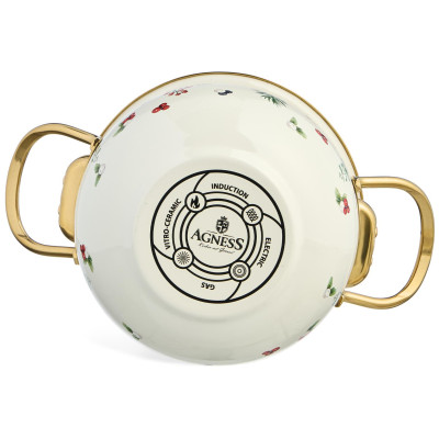 Кастрюля эмалированная со стеклянной крышкой серия "CELEBRATION", 1.5 л, 16*10 см AGNESS 943-082-5