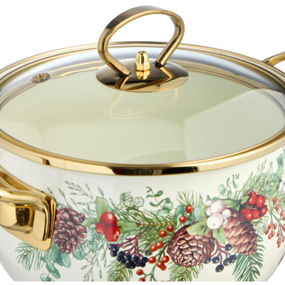 Кастрюля эмалированная со стеклянной крышкой серия "CELEBRATION", 2.0 л, 18*11 см AGNESS 943-083-1