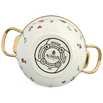 Кастрюля эмалированная со стеклянной крышкой серия "CELEBRATION", 2.0 л, 18*11 см AGNESS 943-083-4