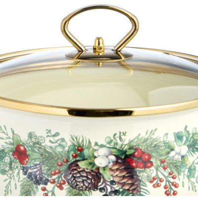 Кастрюля эмалированная со стеклянной крышкой серия "CELEBRATION", 2.8 л, 20*12 см AGNESS 943-084-1