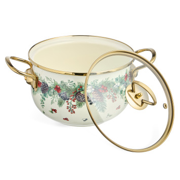 Кастрюля эмалированная со стеклянной крышкой серия "CELEBRATION", 2.8 л, 20*12 см AGNESS 943-084-2