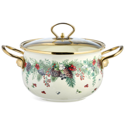 Кастрюля эмалированная со стеклянной крышкой серия "CELEBRATION", 2.8 л, 20*12 см AGNESS 943-084