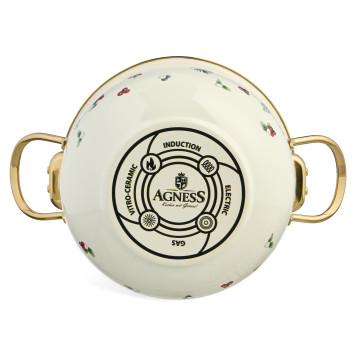 Кастрюля эмалированная со стеклянной крышкой серия "CELEBRATION", 2.8 л, 20*12 см AGNESS 943-084-4