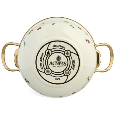 Кастрюля эмалированная со стеклянной крышкой серия "CELEBRATION", 2.8 л, 20*12 см AGNESS 943-084-4