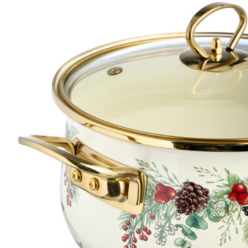 Кастрюля эмалированная со стеклянной крышкой серия "CELEBRATION", 3.6 л, 22*13 см AGNESS 943-085-2