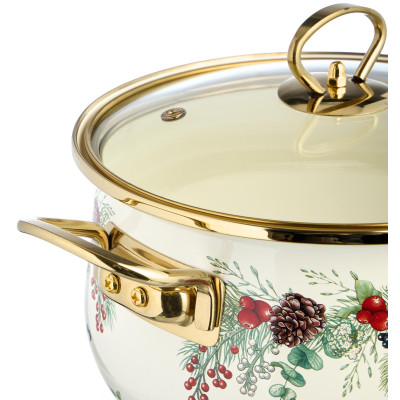Кастрюля эмалированная со стеклянной крышкой серия "CELEBRATION", 3.6 л, 22*13 см AGNESS 943-085-2