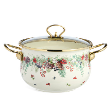 Кастрюля эмалированная со стеклянной крышкой серия "CELEBRATION", 3.6 л, 22*13 см AGNESS 943-085