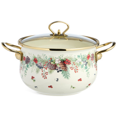 Кастрюля эмалированная со стеклянной крышкой серия "CELEBRATION", 3.6 л, 22*13 см AGNESS 943-085