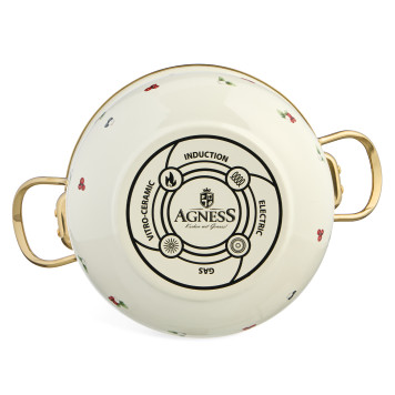 Кастрюля эмалированная со стеклянной крышкой серия "CELEBRATION", 3.6 л, 22*13 см AGNESS 943-085-4