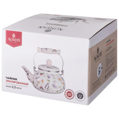 Чайник эмалированный серия "FLOWER STORY", 2,3 л AGNESS 943-092-1