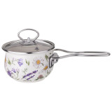 Ковш эмалированный серия "FLOWER STORY" 0,9л, диа 14 см AGNESS 943-099