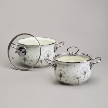Набор кастрюль эмалированный, серия "DANDELION" 4пр. 2,0/2,8л диа.18/20см AGNESS 943-100-1