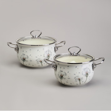 Набор кастрюль эмалированный, серия "DANDELION" 4пр. 2,0/2,8л диа.18/20см AGNESS 943-100