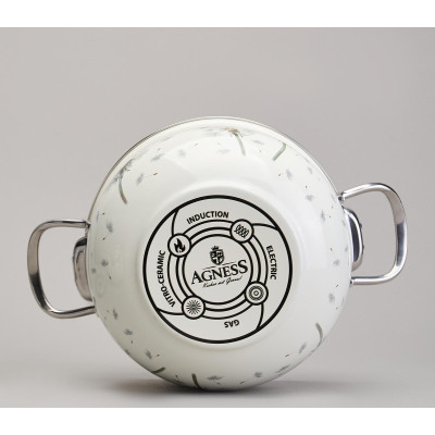 Набор кастрюль эмалированный, серия "DANDELION" 4пр. 2,0/2,8л диа.18/20см AGNESS 943-100-4