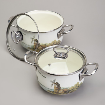 Набор кастрюль эмалированный, серия "FAMILY HOUSE" 4пр. 2,0/2,8л диа.18/20см AGNESS 943-101-5