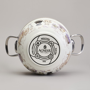 Набор кастрюль эмалированный, серия "LAVENDER CATS" 4пр. 2,0/2,8л диа.18/20см AGNESS 943-102-3