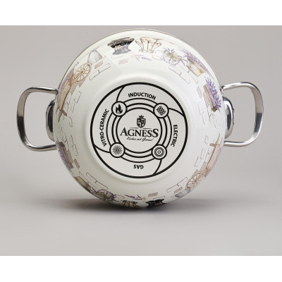 Набор кастрюль эмалированный, серия "LAVENDER CATS" 4пр. 2,0/2,8л диа.18/20см AGNESS 943-102-3