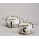 Набор кастрюль эмалированный, серия "LAVENDER CATS" 4пр. 2,0/2,8л диа.18/20см AGNESS 943-102