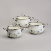 Набор кастрюль эмалированный, серия "DANDELION" 6пр. 2,0/2,8/3,8л диа.18/20/22см AGNESS 943-105