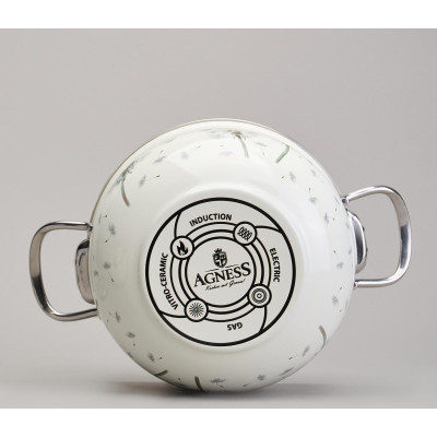 Набор кастрюль эмалированный, серия "DANDELION" 6пр. 2,0/2,8/3,8л диа.18/20/22см AGNESS 943-105-2