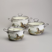 Набор кастрюль эмалированный, серия "FAMILY HOUSE" 6пр. 2,0/2,8/3,8л диа.18/20/22см AGNESS 943-106