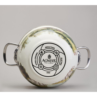 Набор кастрюль эмалированный, серия "FAMILY HOUSE" 6пр. 2,0/2,8/3,8л диа.18/20/22см AGNESS 943-106-7