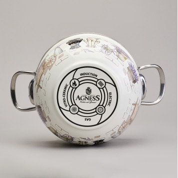 Набор кастрюль эмалированный, серия "lavender cats 6пр. 2,0/2,8/3,8л диа.18/20/22см AGNESS 943-107-6